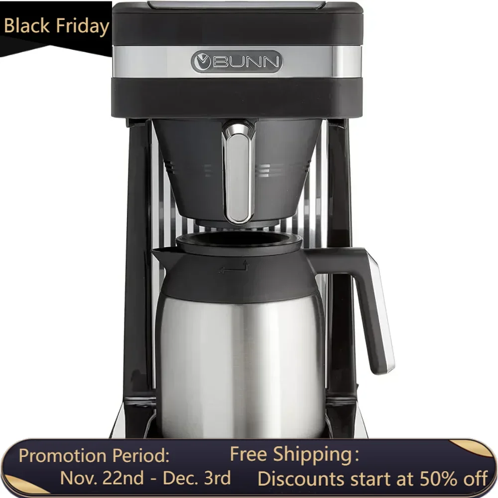 

10-Cup Coffee Electric Espresso Utensils Speed Brew Platinum Thermal Coffee Maker Stainless Steel Black Machines Makers Portable