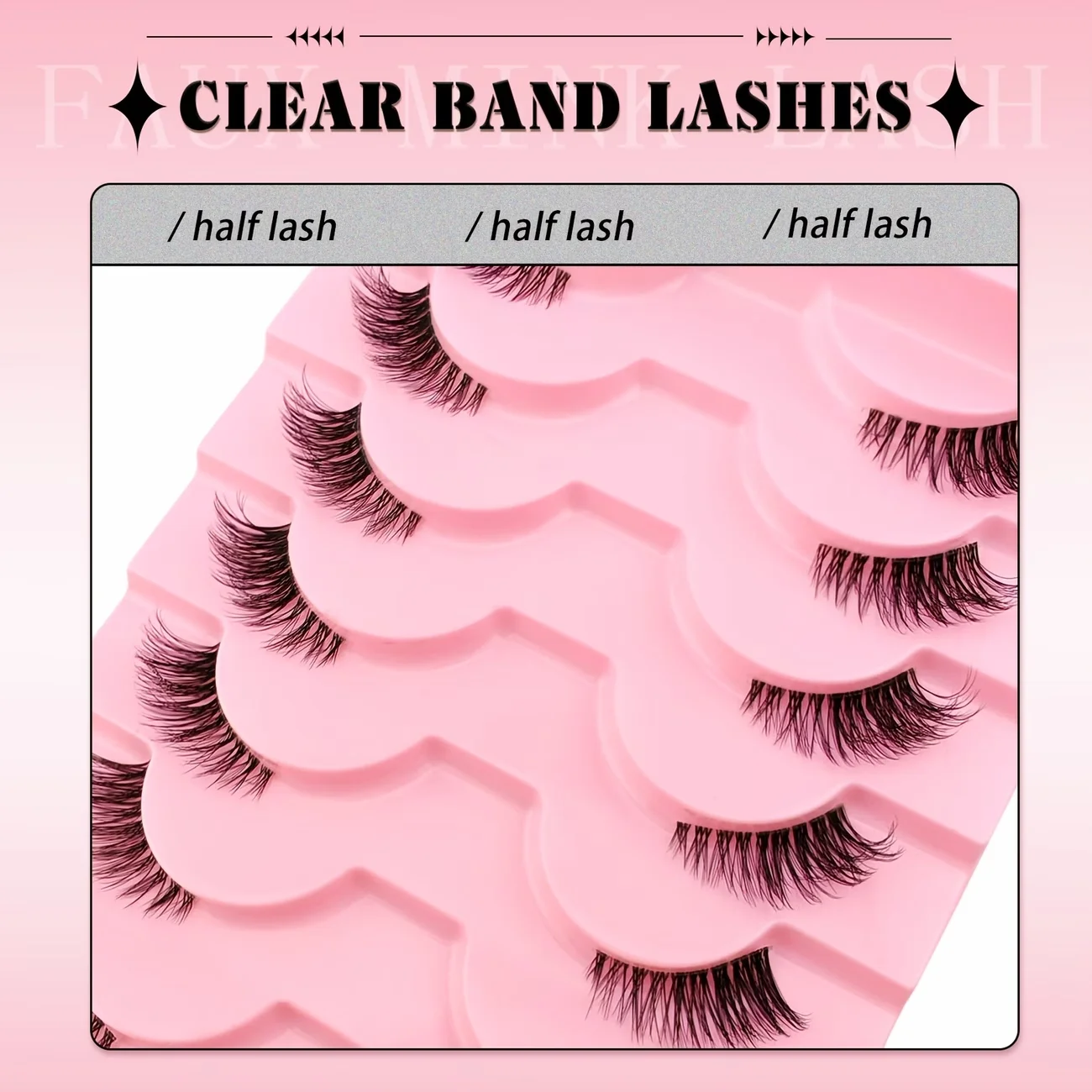 10 Pairs Transparent Band Half Strip False Eyelashes – Outer Corner Extension, Natural and Fluffy, Comfortable, Versatile Faux M
