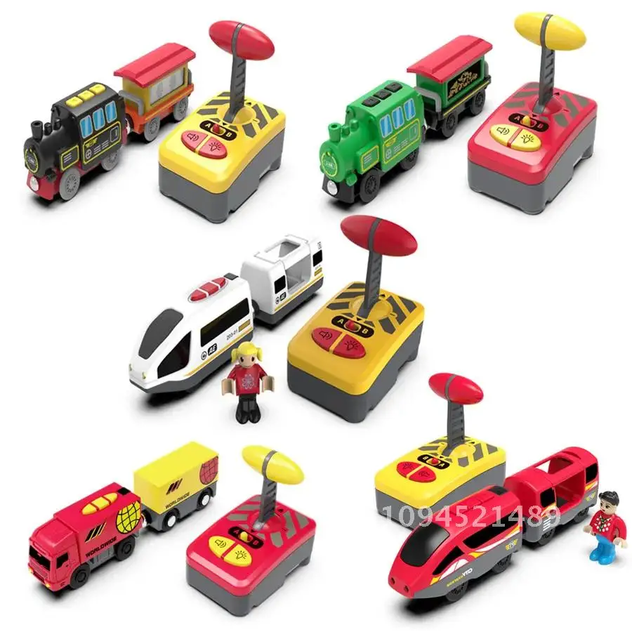 Magnetic Slot Diecast Car RC Electric Train Track Sets Fit for All Wood Railway Track Accessories Christmas Gift for Children