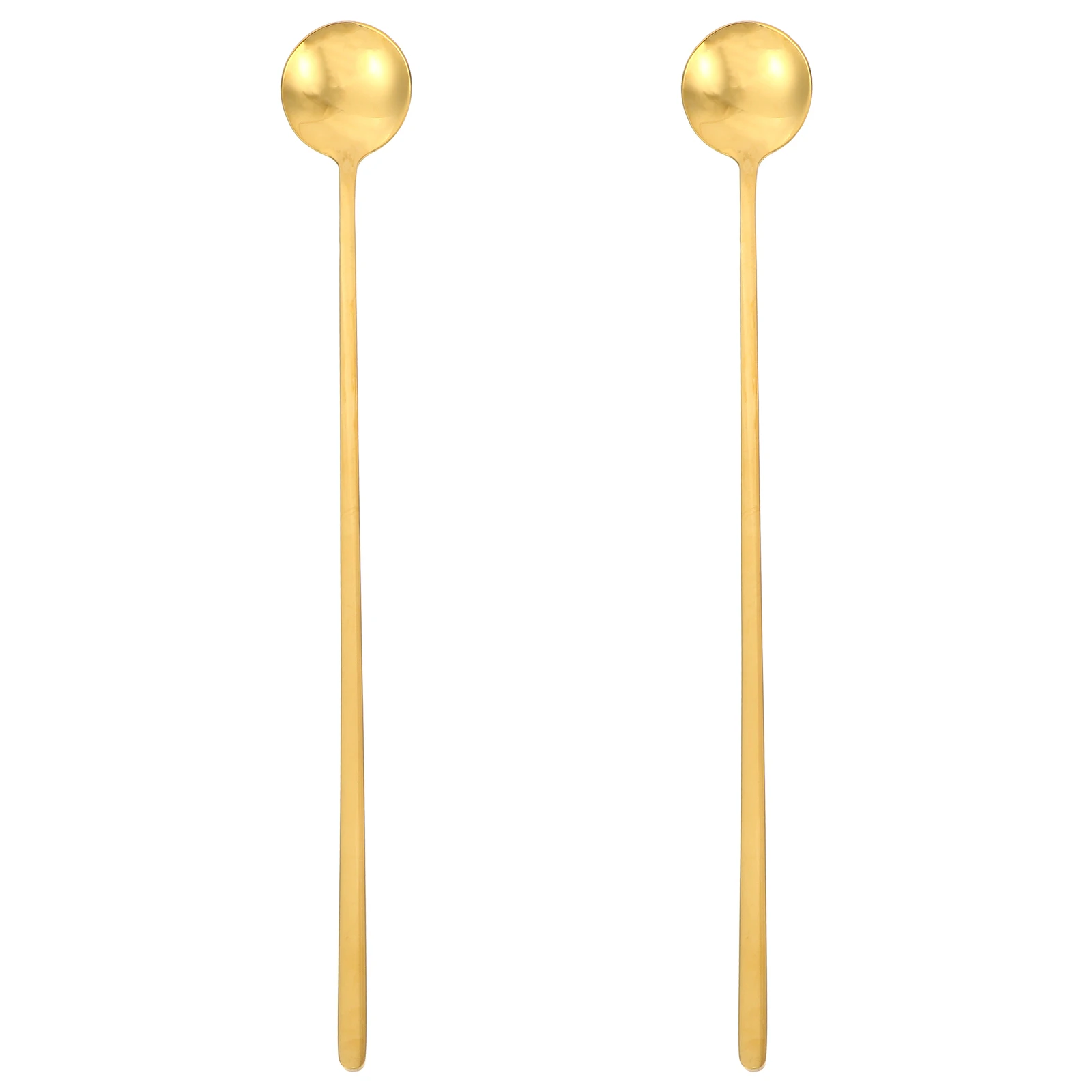 

2pcs Stainless Steel Coffee Stirring Long Handle Dessert Spoons For Milk Tea Iced Coffee Smoothie Party Use Dishwasher Safe