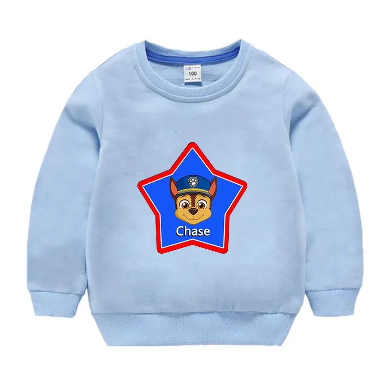 Sudadera de la patrulla canina para niños, ropa de algodón 100% con dibujos animados, Chase Skye, Top de cuello redondo, Base para primavera y otoño, regalos