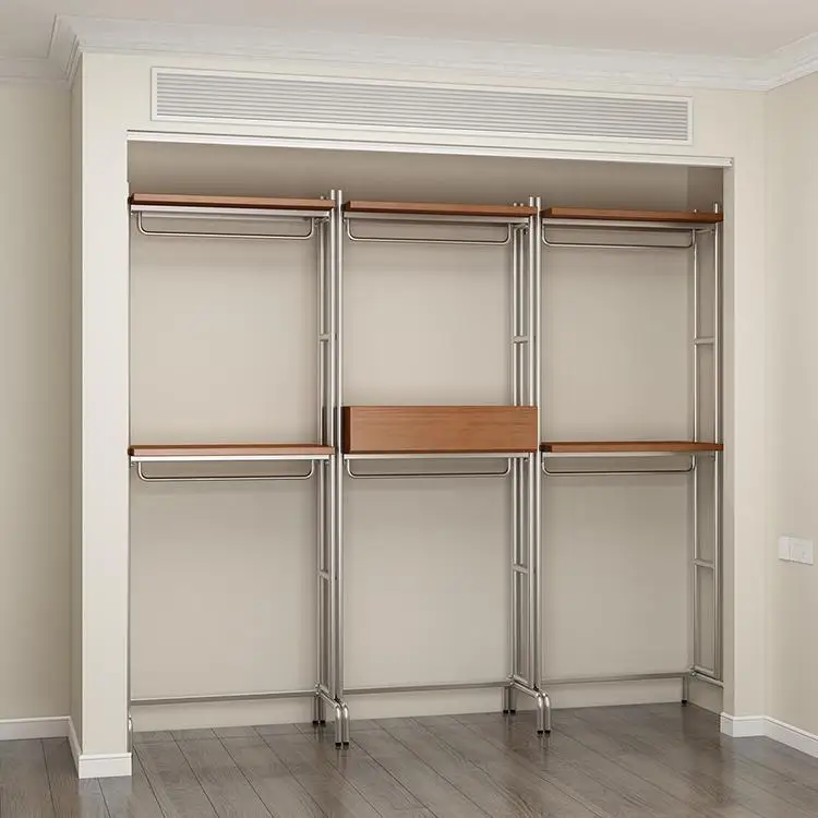 

Floor, open, wardrobe, metal, cloakroom, rack, assembly, hanging, hanger, solid wood