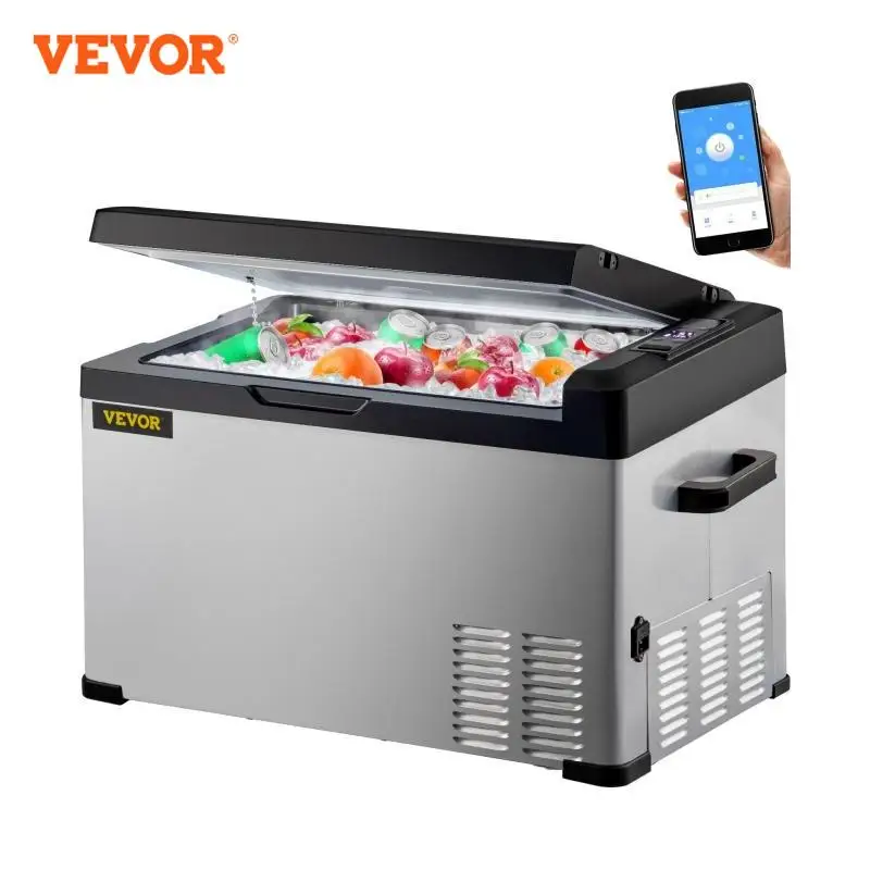 VEVOR 30L Mini Car Refrigerator Portable Fridge Freezer 12/24V DC 110-240 AC for Outdoors RV Boat Camping Traveling Use