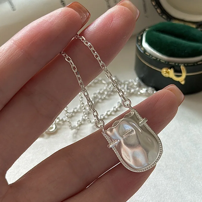 

CHOZON S925 однотонное серебро окисленное ожерелье корейский винтажный полированный многослойный ювелирный подарок для женщин