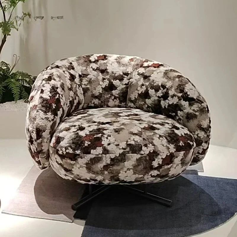 AAModern Single Sofa Chair Flower Cloth Chair Home Living Room Bedroom Medieval Style Negotiation Chair Hotel Bed And Breakfast
