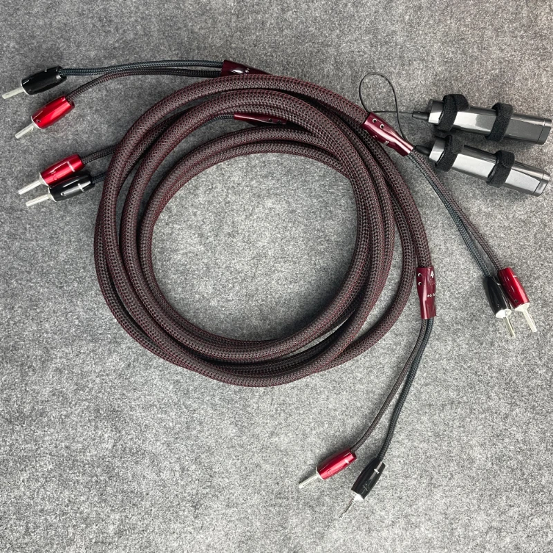 1 par de cables de altavoz HiFi Tipo 9 + PSC sólido + amplificador de Audio de cobre, Cable de bocina, enchufe Banana y Spade