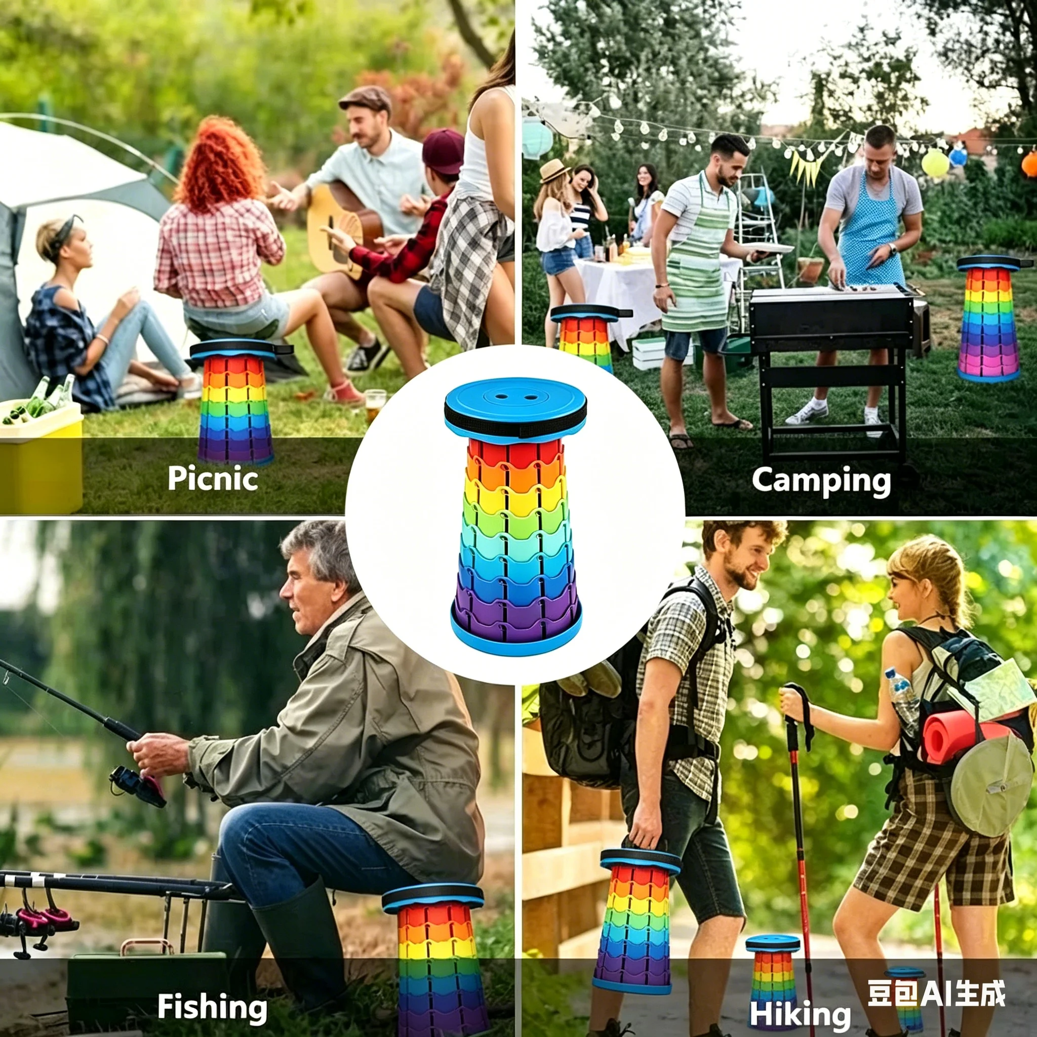 Verbesserter tragbarer, faltbarer Klapphocker, einziehbarer Campinghocker, geeignet für Erwachsene, zum Angeln und Gärtnern im Freien – Detail 2