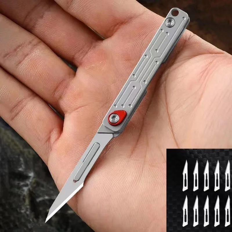 

Stainless Steel Art Knife Quick Opening Mini Folding Knife Blade Sharp Express Box Opening Keychain Paper Cutting Tool