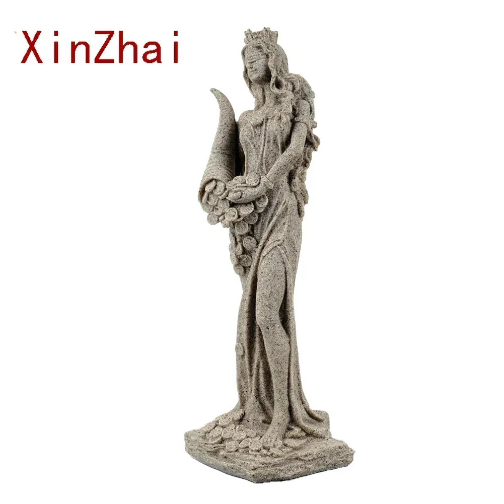 Vilead Sandstone Statue of Fortune Wealth Figurines Creative Goddess Miniature White Office Shop Vintage Home Decor Souvenirs