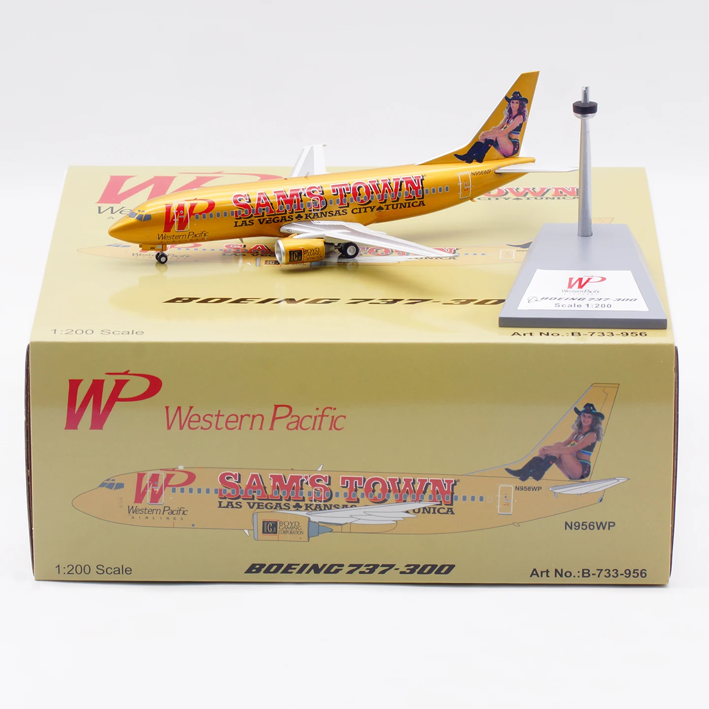 

B-733-956 Коллекционный самолет из сплава в подарок B-модели 1:200 Western Pacific Airlines Boeing B737-300 Литая под давлением модель самолета N956WP