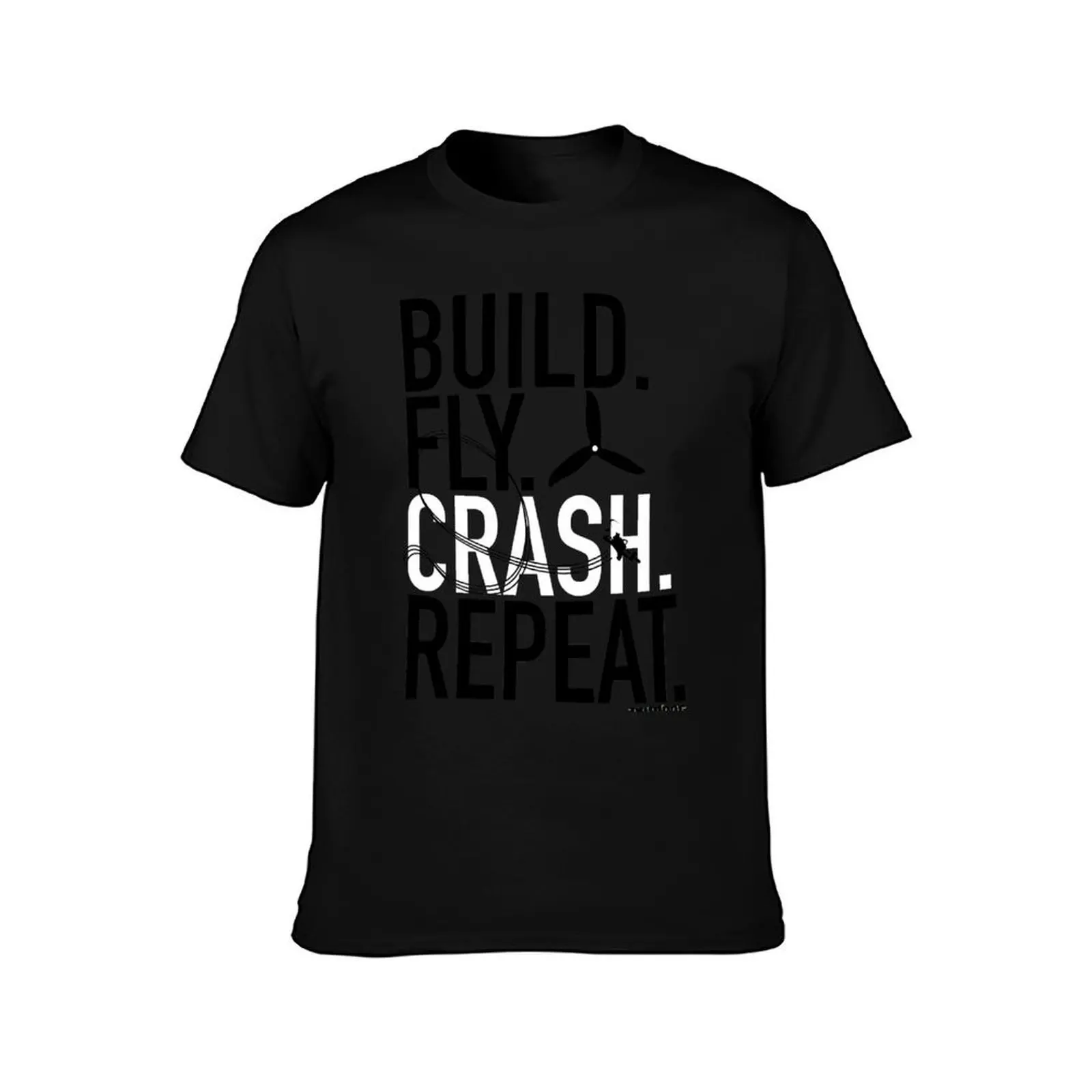 BUILD.FLY.CRASH.REPEAT. T-Shirt, Summer Casual Cotton Tee, Oversized Streetwear Tops, Vintage Graphic Print, Unisex Men Women