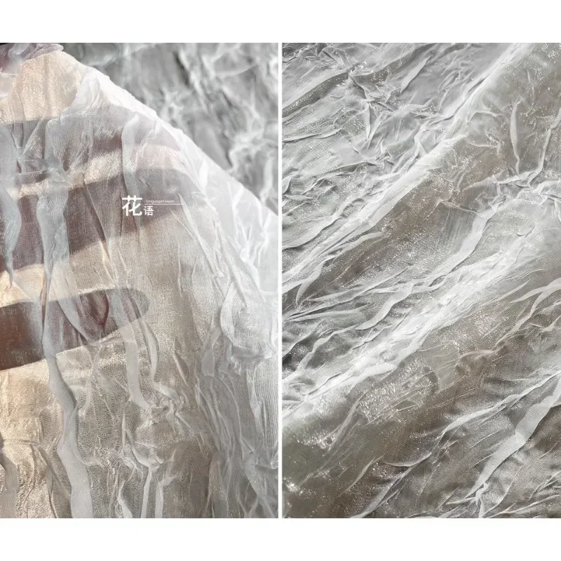 

Сетчатая морщинистая ткань, белая текстура, прессованная плиссированная прозрачная дизайнерская креативная оптовая продажа, ткань для самостоятельного изготовления на метр, материал