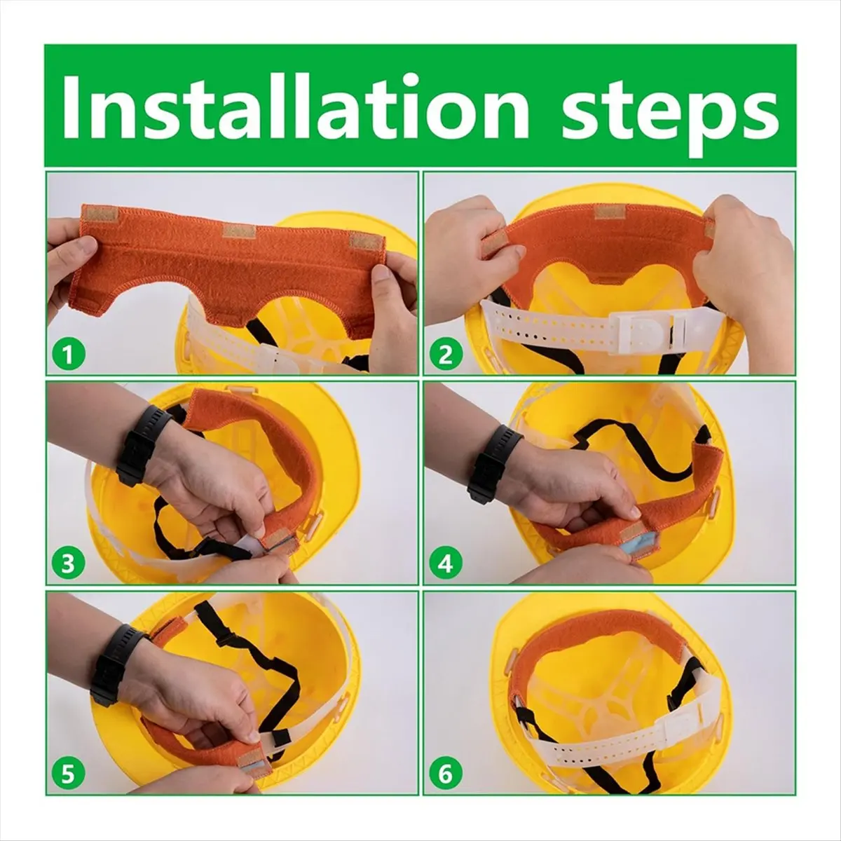 KSOL Hard Hat Sweatband,Cotton Washable Hard Hat Self Adhesive Sweat Band Liner- Reusable Hard Hat Helmet Sweat Pads 15pcs