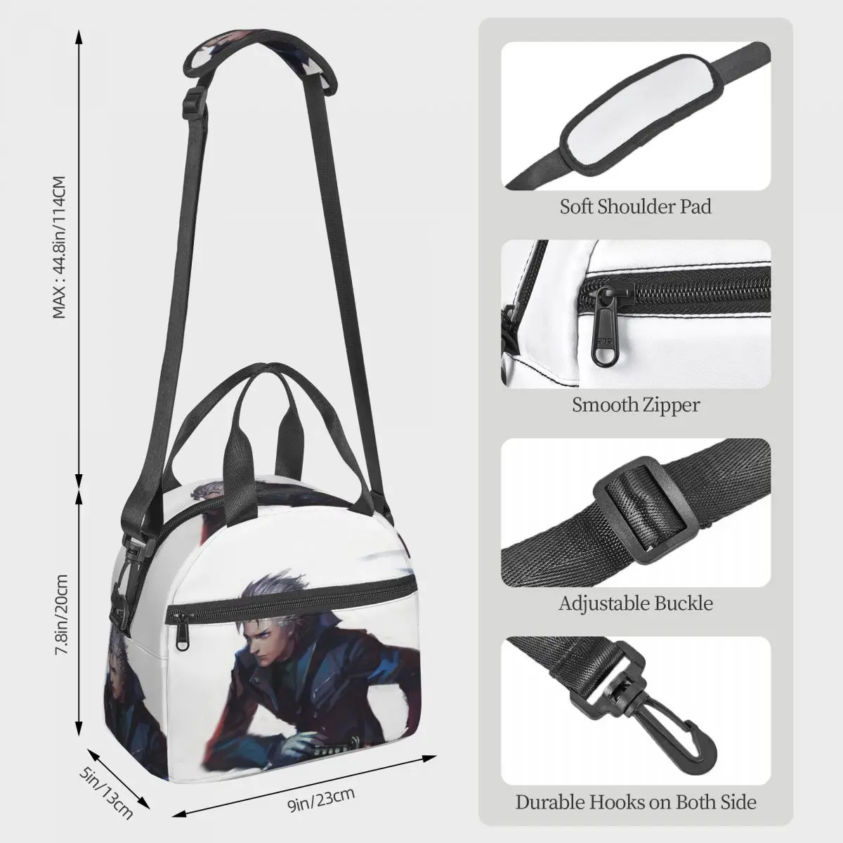 Vergil From The Devil May Cry Series Lunch Bags Insulated Bento Box Lunch Tote Picnic Bags Thermal Bag for Woman Kids Work