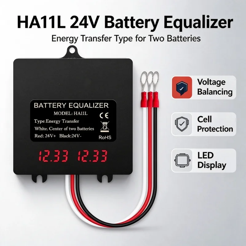 2X12V Battery Balancer 24V Battery Equalizer HA11L for 24V Lifepo4 Lithium GEL Solar Battery System