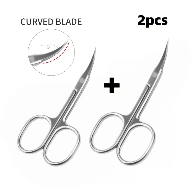 2pcs Ultra-Thin Precision Stainless Steel Manicure Scissors, Multi-Use Trimming Shears for Eyebrow, Eyelash & Dead Skin