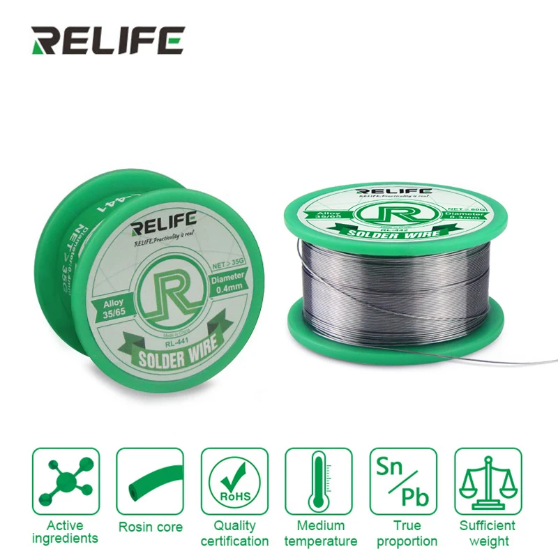 RL-440 Original Mechanic Rosin Core Solder Wire 0.3mm 0.4mm 0.5mm 0.6mm 40g Low Melting Point Soldering Tin BGA Welding Tools