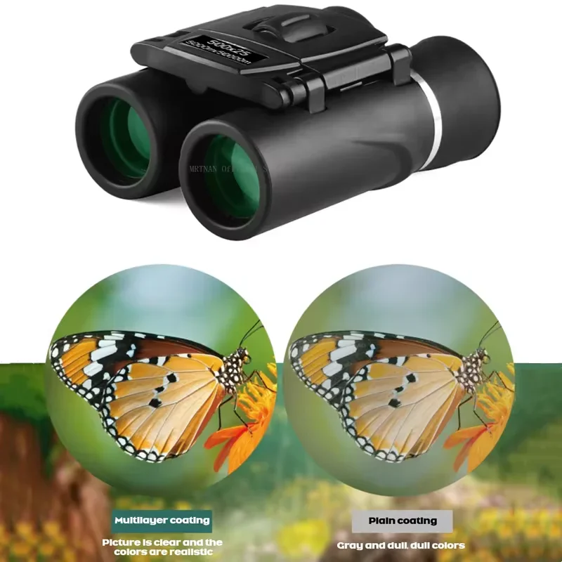 Binoculares plegables con Zoom HD de 500x25/300x25, telescopio potente con visión de larga distancia de 5000M/50000M para caza, Camping y deportes