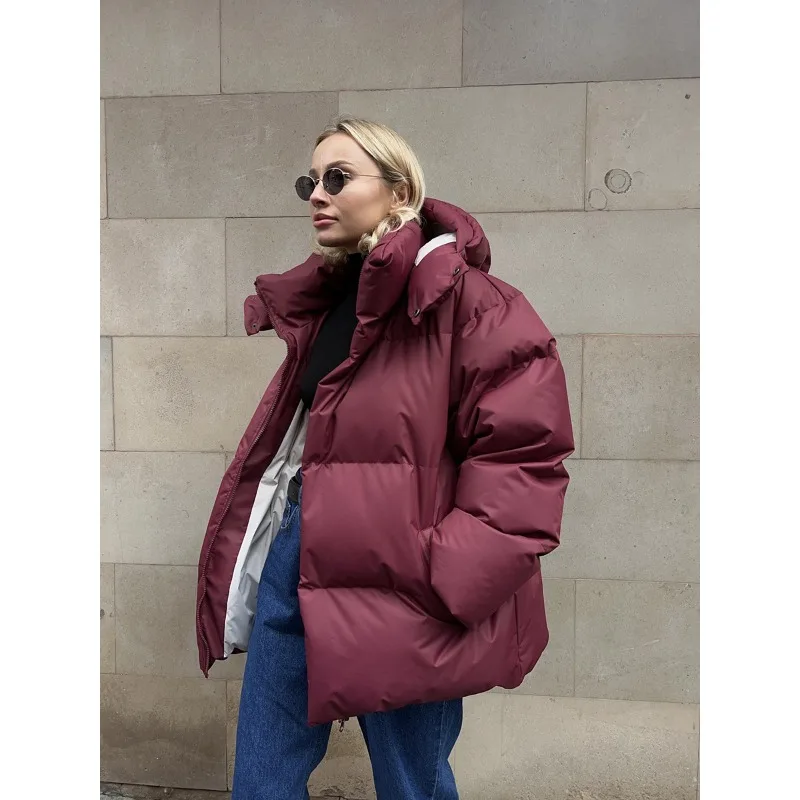 New Down Jacket Women\'s Warm Fashionable Loose Comfortable Solid Cotton Jacket Solid Lightweight Down Coats Streetwear Outerwear