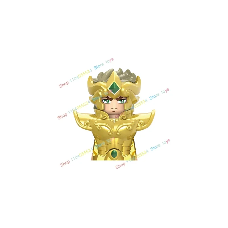 CQ11-22 quadrinhos anime figuras de ação modelos blocos de construção guerreiros dourados cena tijolos acessório brinquedos das crianças presentes aniversário