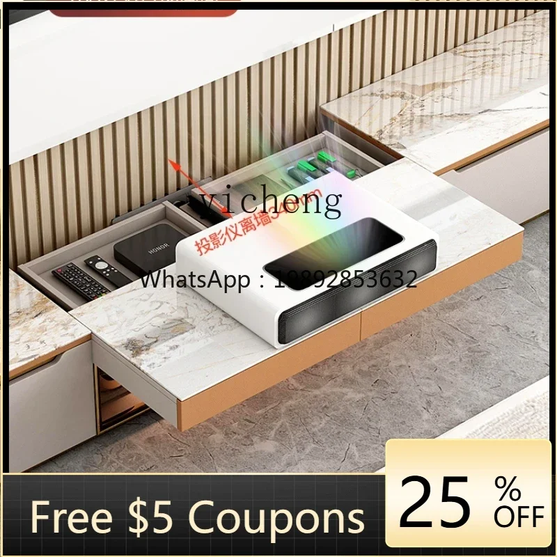 

XL laser projection special TV cabinet coffee table floor background wall rock slab platform floor cabinet