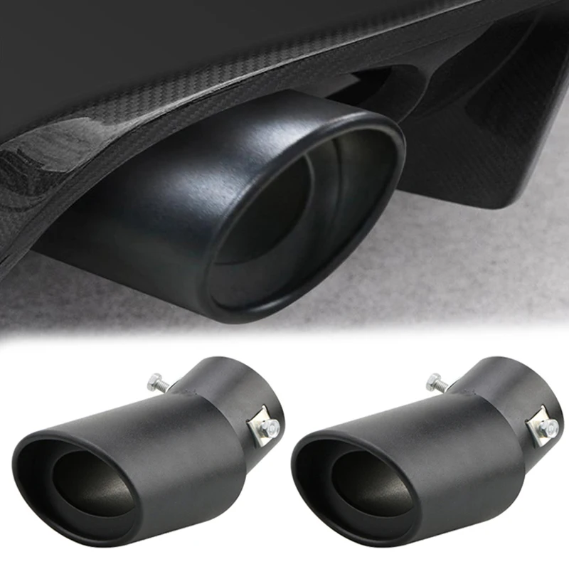 Universal Car Exhaust Tip Round Aluminum ALloy Muffler Tail Trim Rear Auto Exhaust Pipe Nozzle Silencer Pipe Inlet 63mm