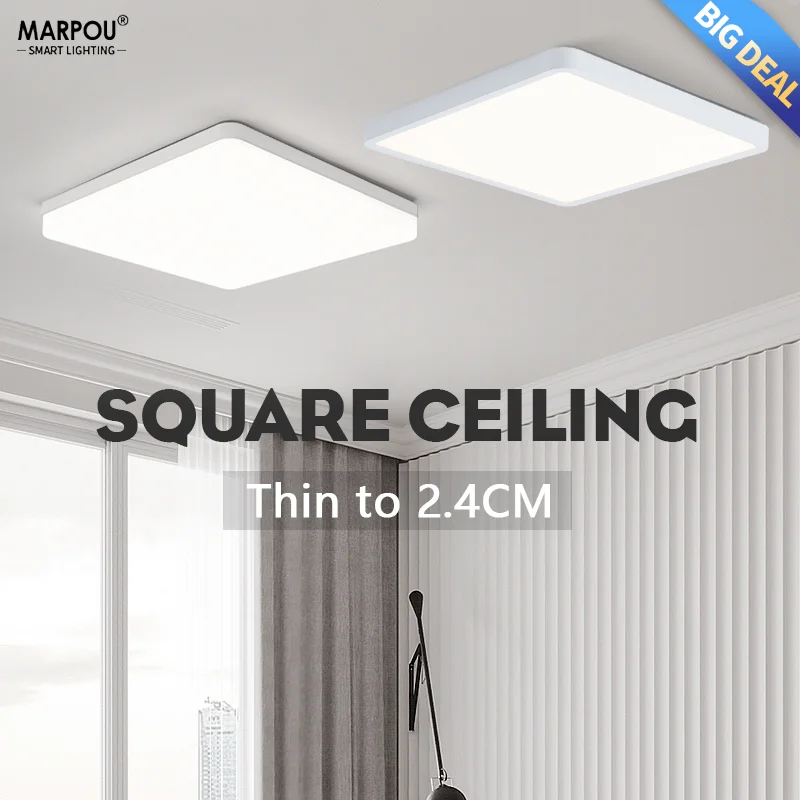 Square Ultra Thin Ceiling Light LED Lamp 24W 36W 48W Luster Home Decoration Wood Grain Neutral Light Bedroom Living Room Kitchen