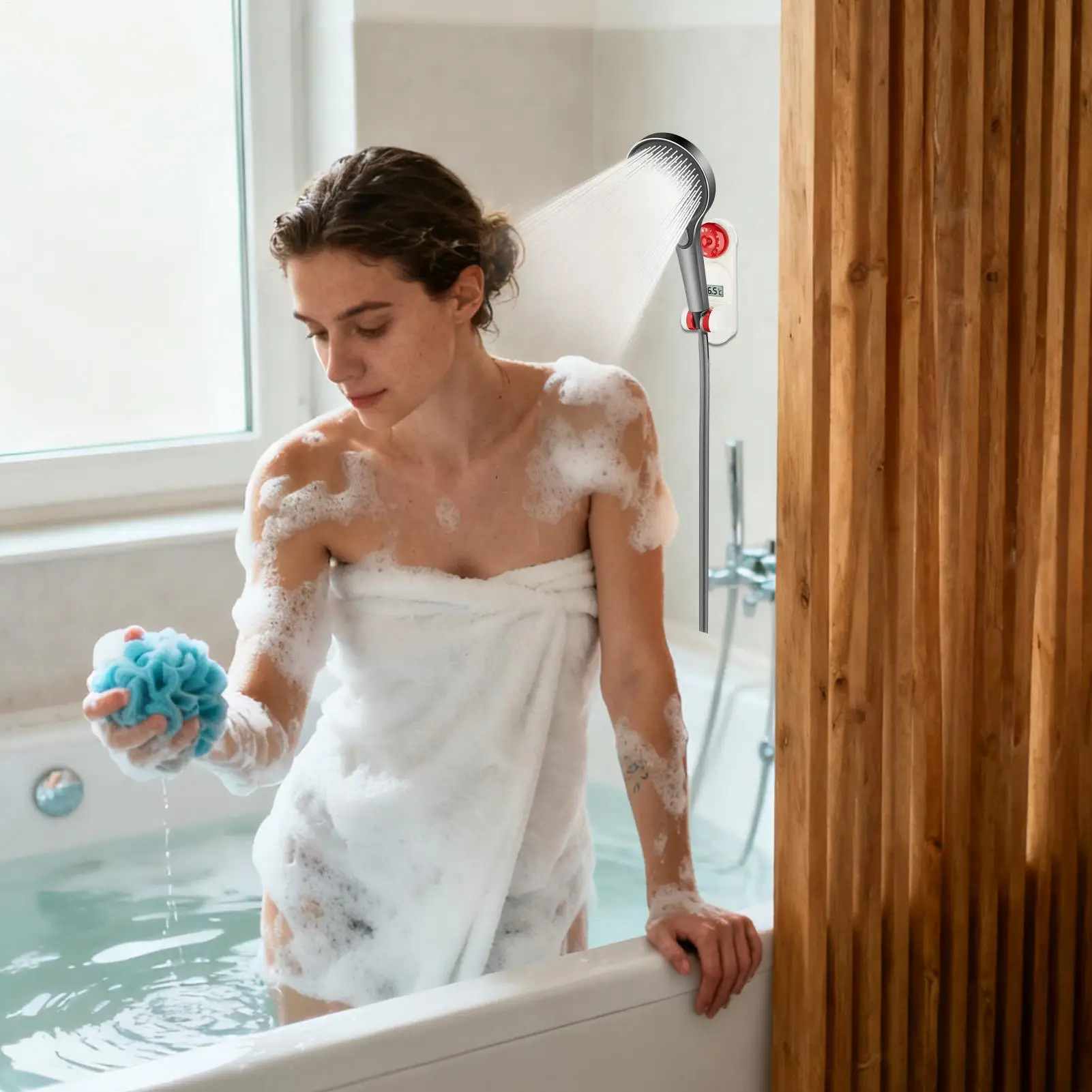 دش رئيس جبل عرض درجة الحرارة شفط حامل قابل للتعديل جدار جبل دش قضيب قوس للحمام المنزلية RV المرحاض