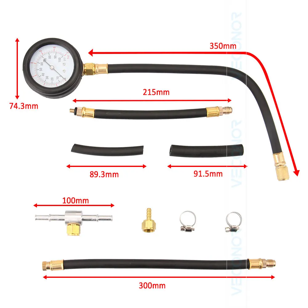 TU-113 Fuel Injection Pump Pressure Tester Kit Gasoline Cylinder Pressure Gauge Cylinder Gauge Fuel Pressure Gauge