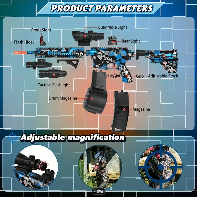 بندقية متفجرة كهربائية بندقية متفجرة عالية الأداء مسدس لعبة رائع قابلة لإعادة الشحن مناسبة للأنشطة الخارجية والرماية