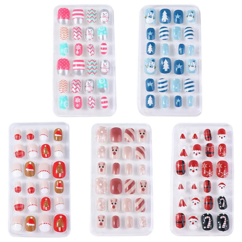 Press On Full Cover False Nails Detachable Kids Fake Nails Christmas False Nails Christmas Gifts DIY Nail Art Decoration