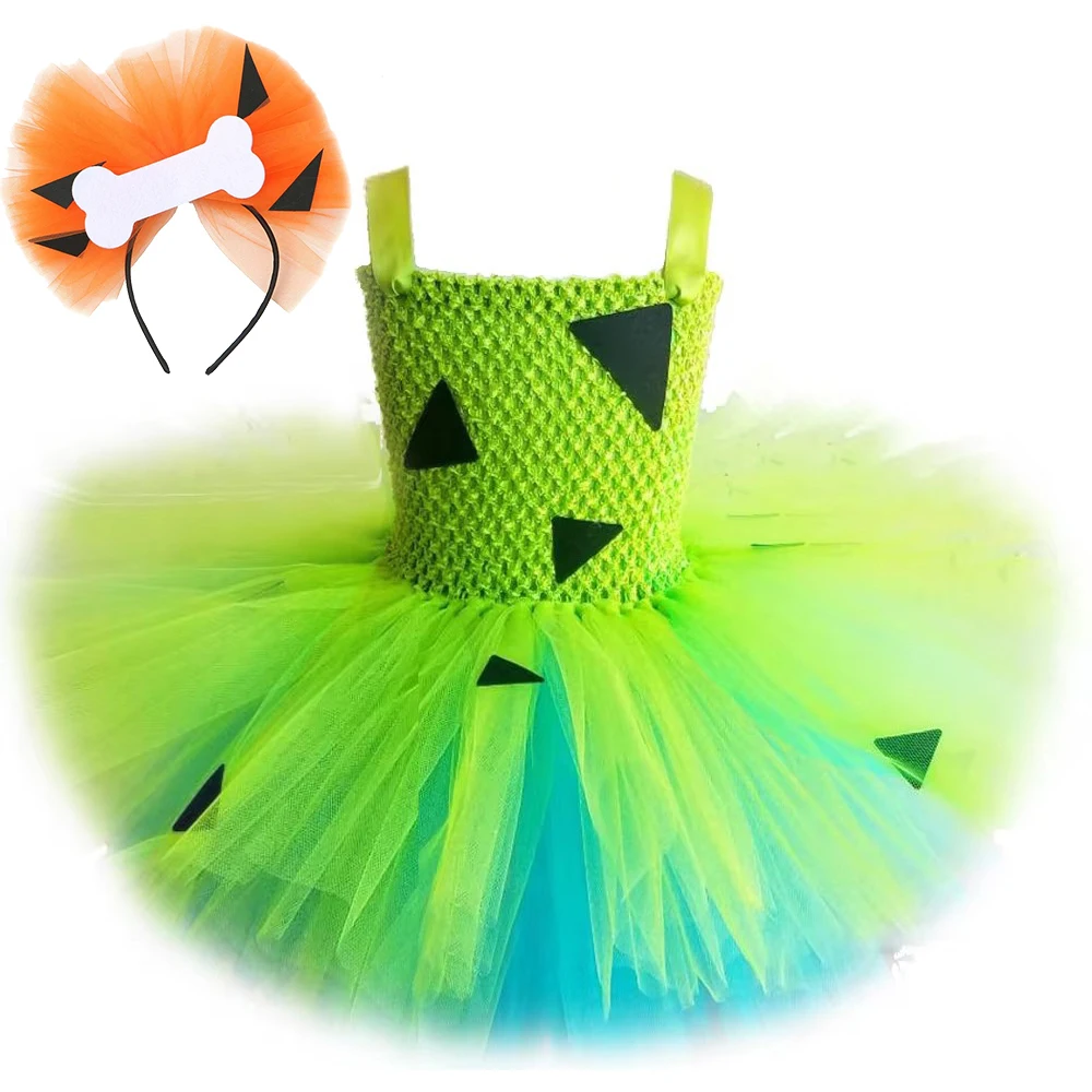 Flinstones Pebbles Tutu Dress for Baby Girls Birthday Halloween Costumes for Kids Pebblestone Princess Dresses New Years Outfit