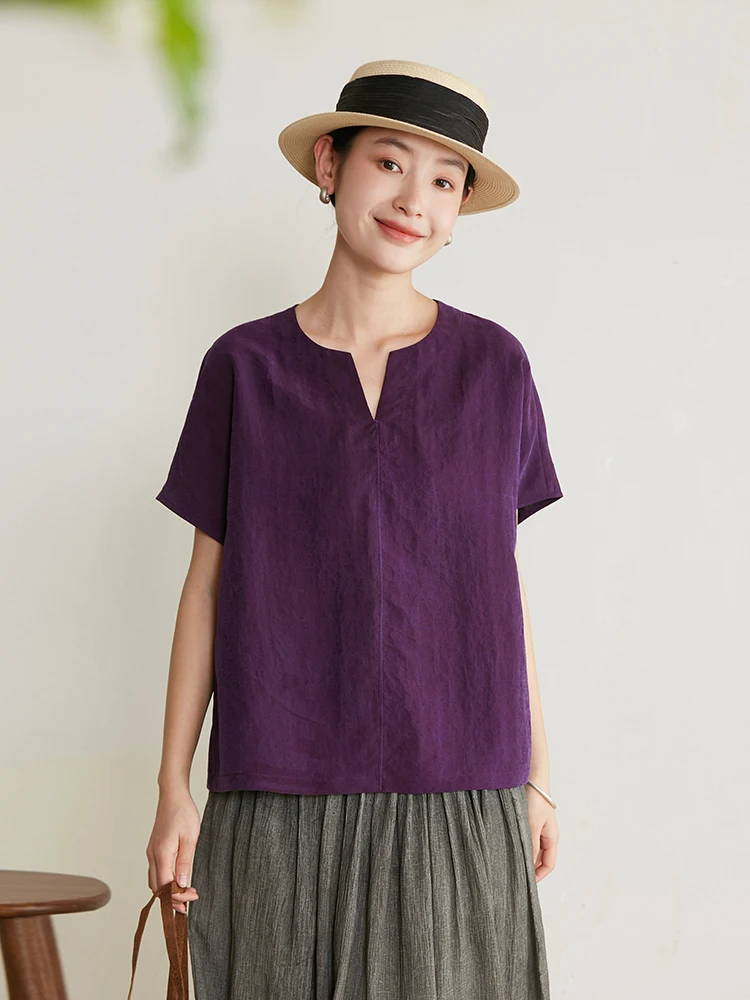 

Original Small V-ne ort Sve Power Silk Xiangyun Silk Top by Jixiang 8mm Turtle Pattern Traditional Chinese Sle...