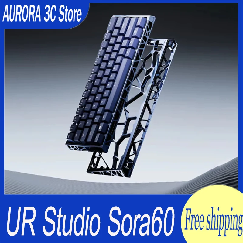 UR Studio Sora60 Mechanical Keyboard Shell Custom Hollow Out Keyboard Shell Aluminium Alloy CNC Keyboards Case GH60 PC Accessory