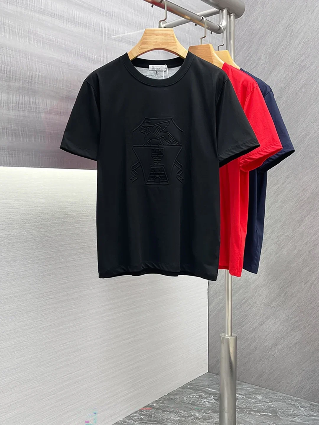 

BLLIYOSS TShirt men cotton 2024 summer New ventilate Solid Color Casual Appear Thin Sleeve Embroidery Decoration Italy Old Money