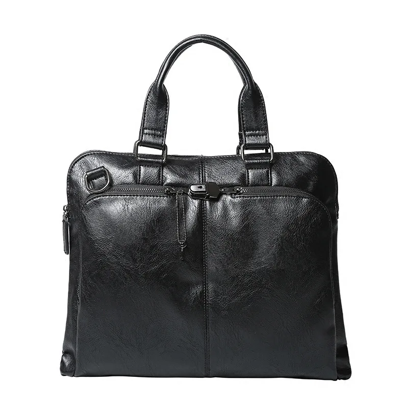 Fashion leather bag Business men's file bag Handbag Horizontal briefcase Shoulder bag Leisure business travel Youth diagonal bag