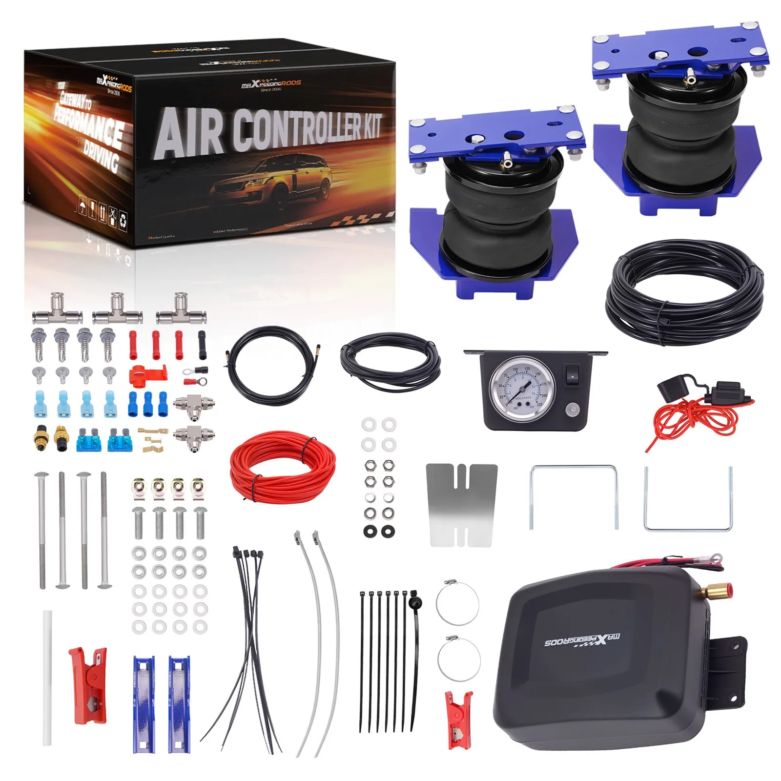 Air Suspension Helper Spring + Compressor Kit for Ford F-250 F-350 Pickup 17-24