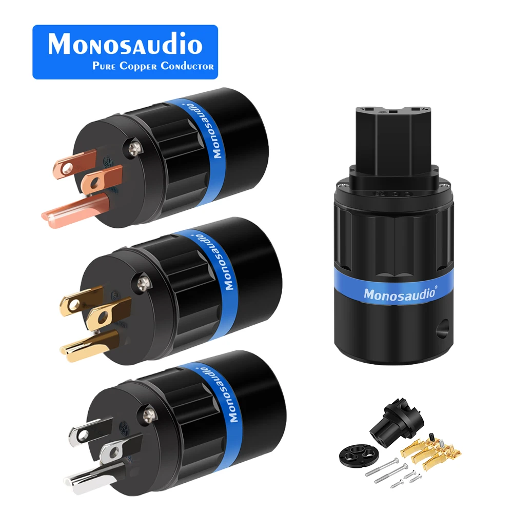 

Monosaudio M104/F104 Pure Copper Rhodium Plated Power Plug Unitedstate Audio Power Connector IEC Female US Plug DIY Power Cord