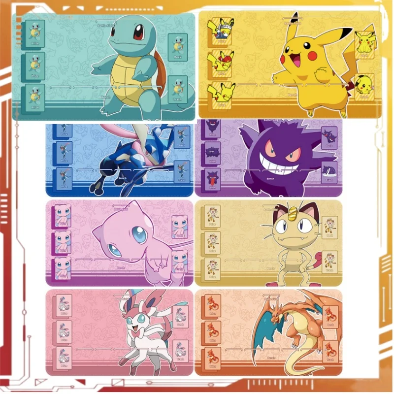 

600*350*2MM PTCG Card Mat Mew Pikachu Pocket Monster Battle Single Card PlayMat TCG Game Mat Board Mouse Pad Mat Gift