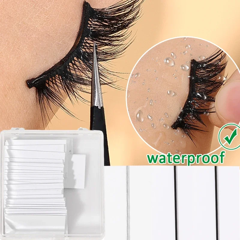 40/50 ピース/箱再利用可能な自己粘着接着剤不使用まつげ接着剤ストリップつけまつげメイクツール接着剤なしまつげ低刺激性