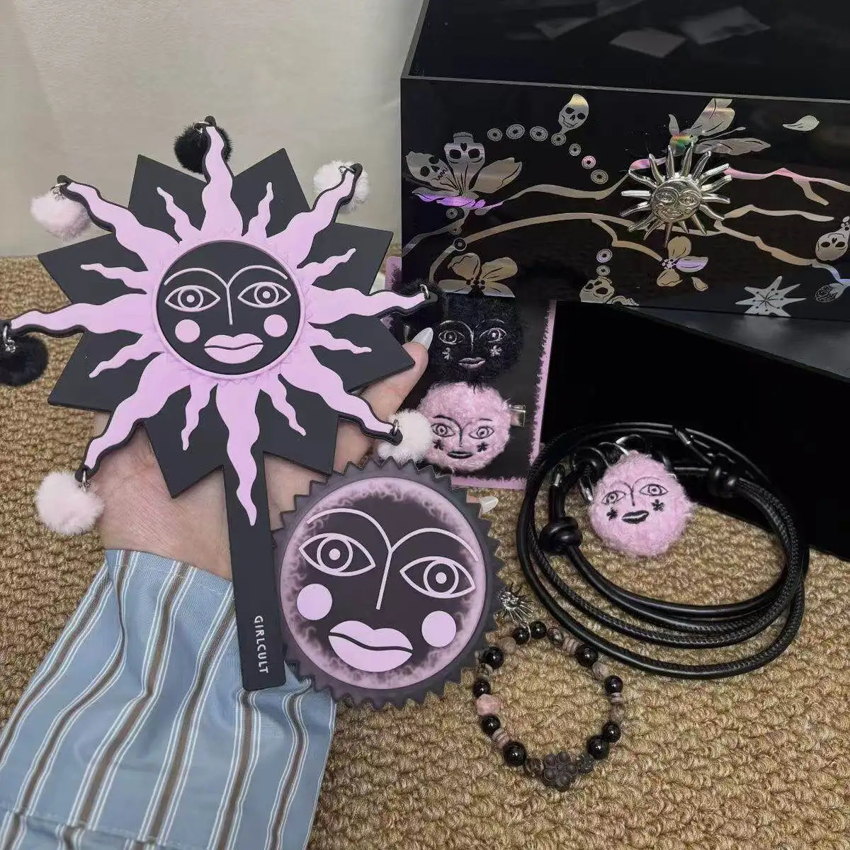 Girlcult Miao Witch Series Octagon Totem Compact Mirror Portable Pocket Makeup Mirror Mini Foldable Cosmetic Hand Mirror