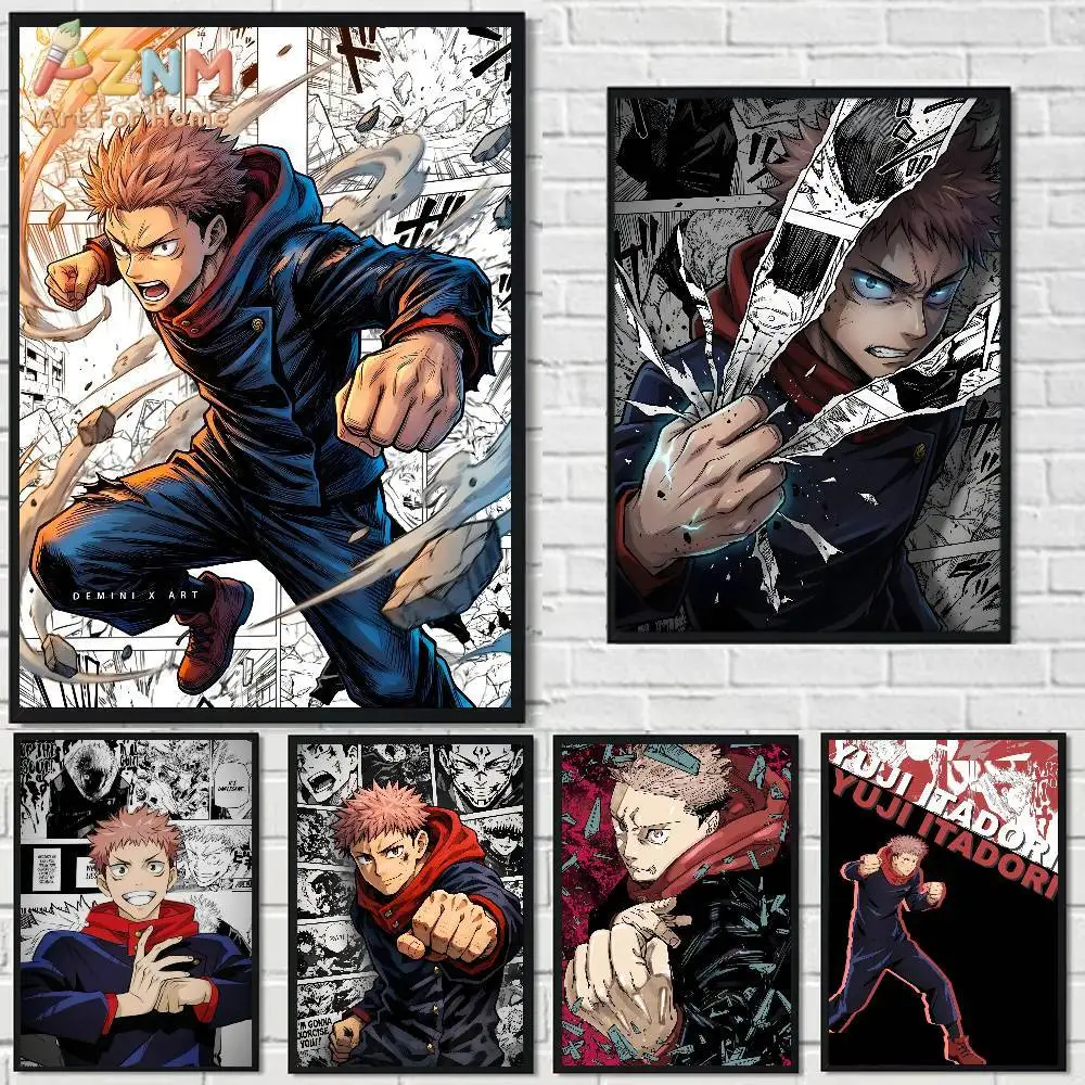 AZNM Jujutsu Kaisen Yuji Itadori Canvas Poster Anime Manga Wall Art Print Home Bedroom Aesthetic Decor Painting Gift
