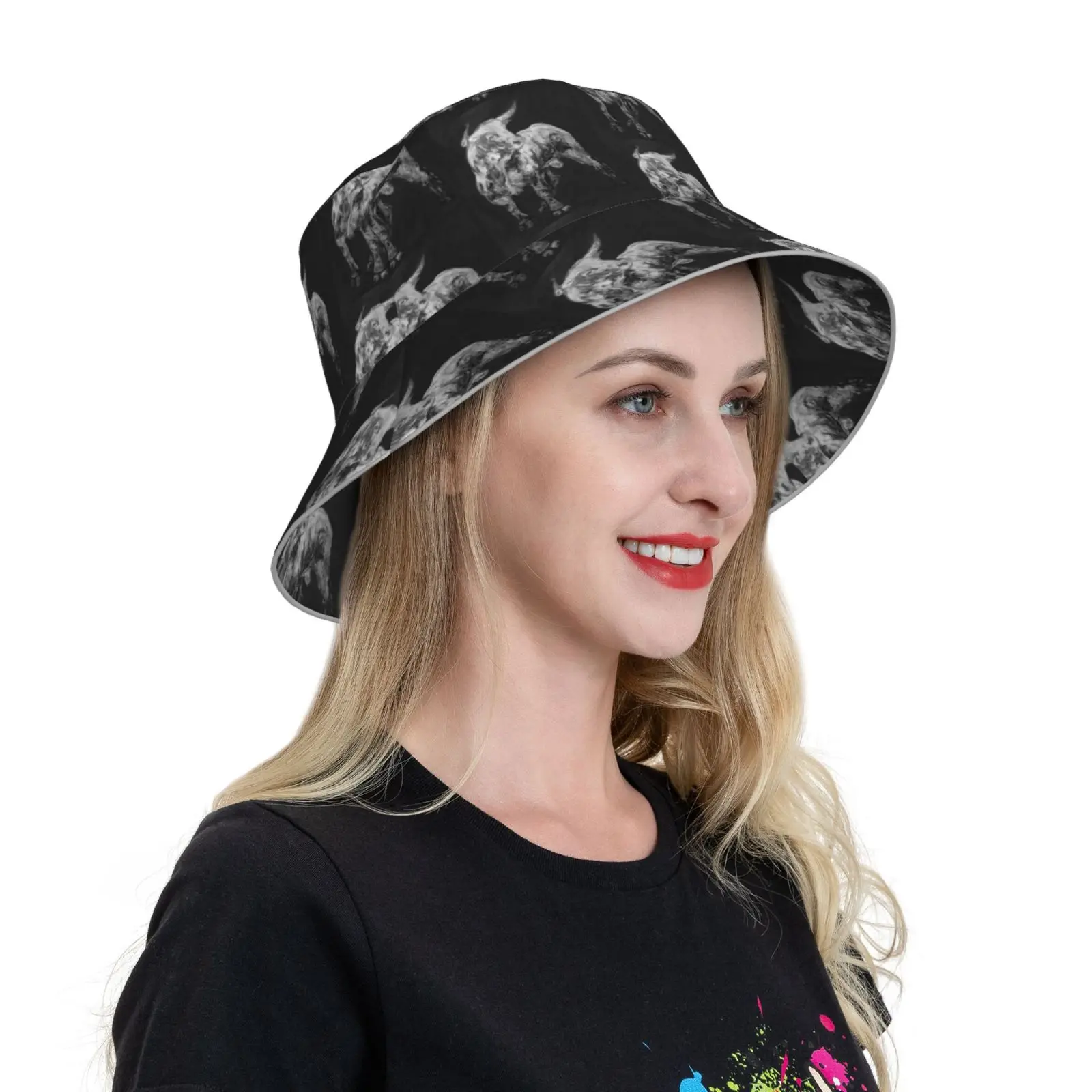 In Gray Cap Diy Foldable Sunshade Fashion Leisure Bucket Hat Bull Dax Wall Street Stock Market Nicole Suffering Frost Queen