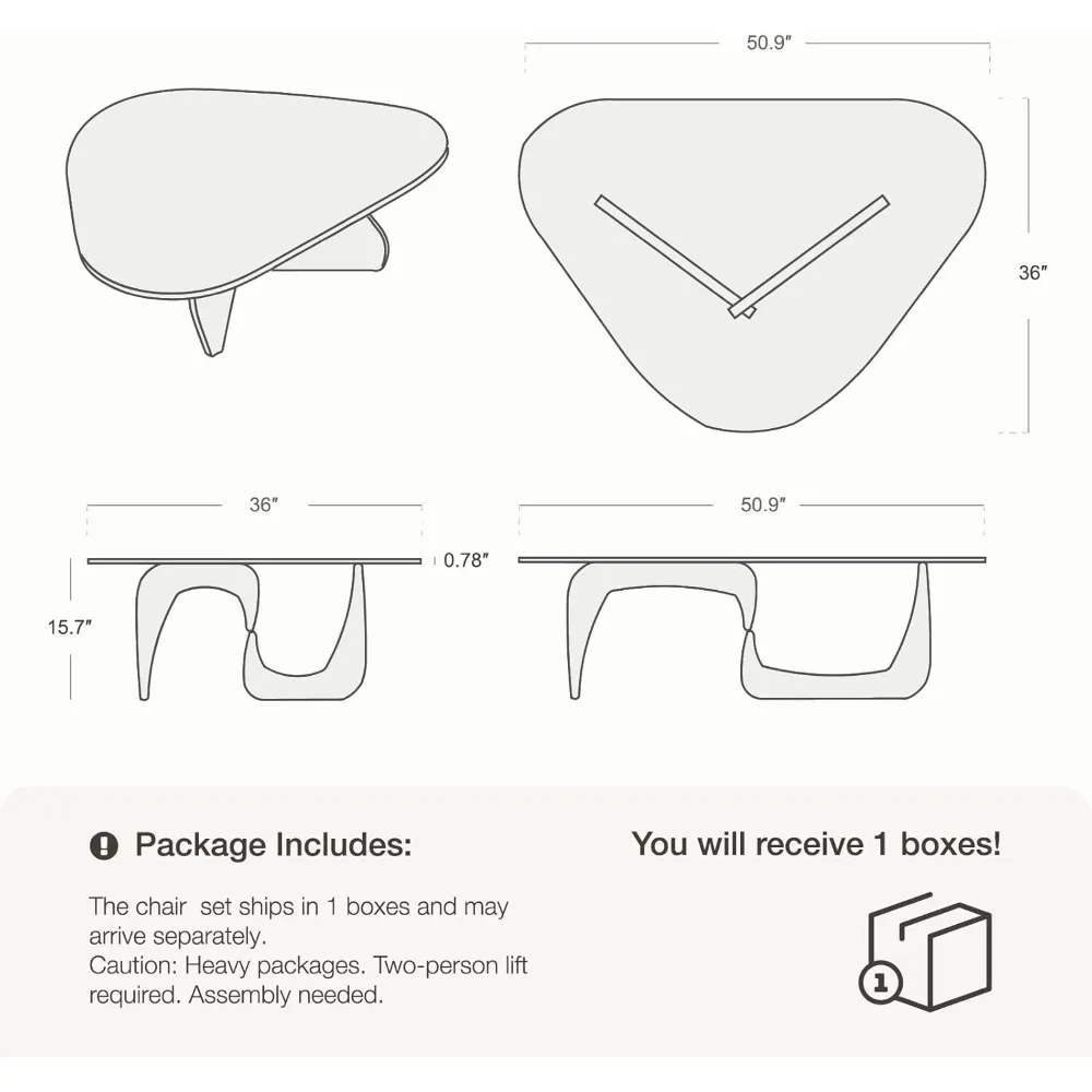 Mesa de centro de vidro triangular com base final de madeira maciça moderna, mesas de café