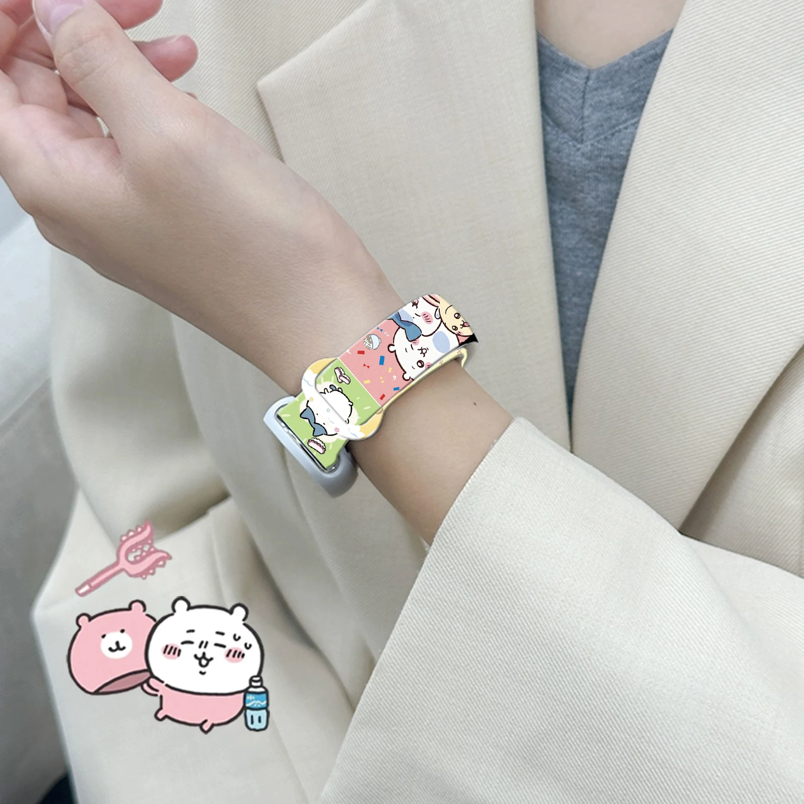 Bedrucktes Armband der Chiikawa-Serie für Xiaomi Mi Band 10, austauschbares Armband für Mi Band 9/8/NFC Smart-Armband