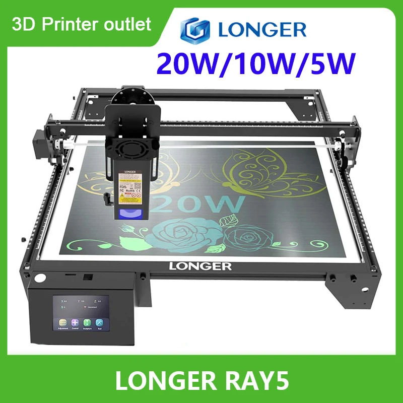 

LONGER Ray5 Laser Engraver 20W/10W/5W with Engraving Area 400x400mm Touchscreen 32-bit Motherboard Support App WIFI USB