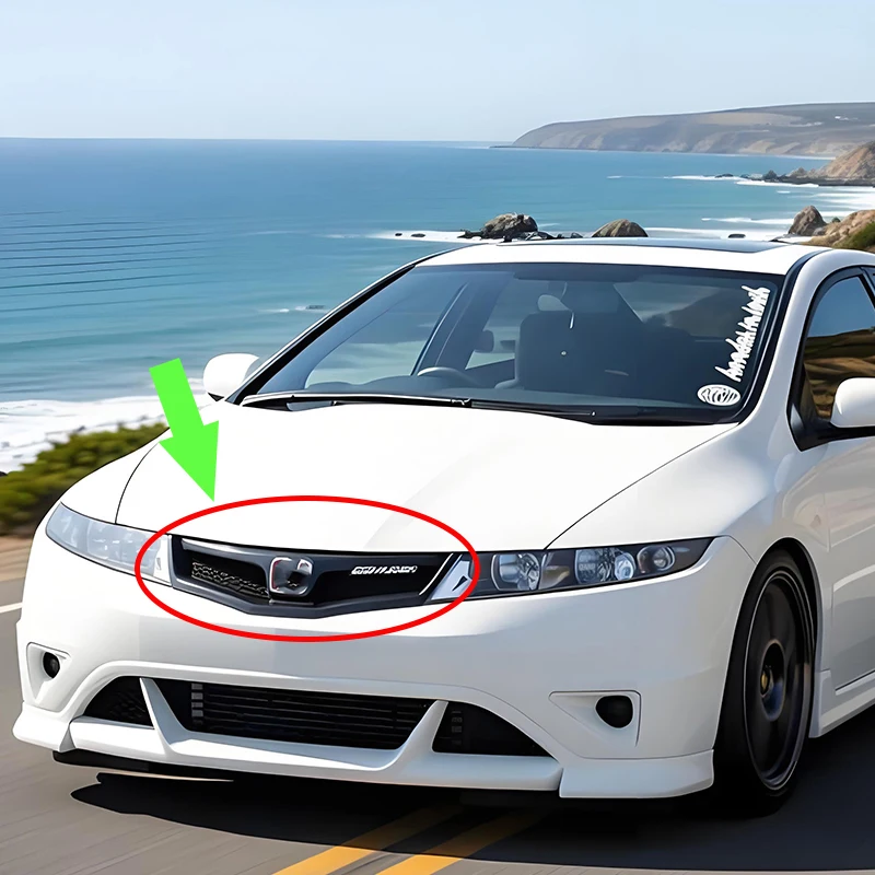 Auto Grille For 2007-2011 Honda Civic FN2 Type R 3 Door EU Spec Front Mesh Grille Car Styling Auto Parts Exterior Accessories