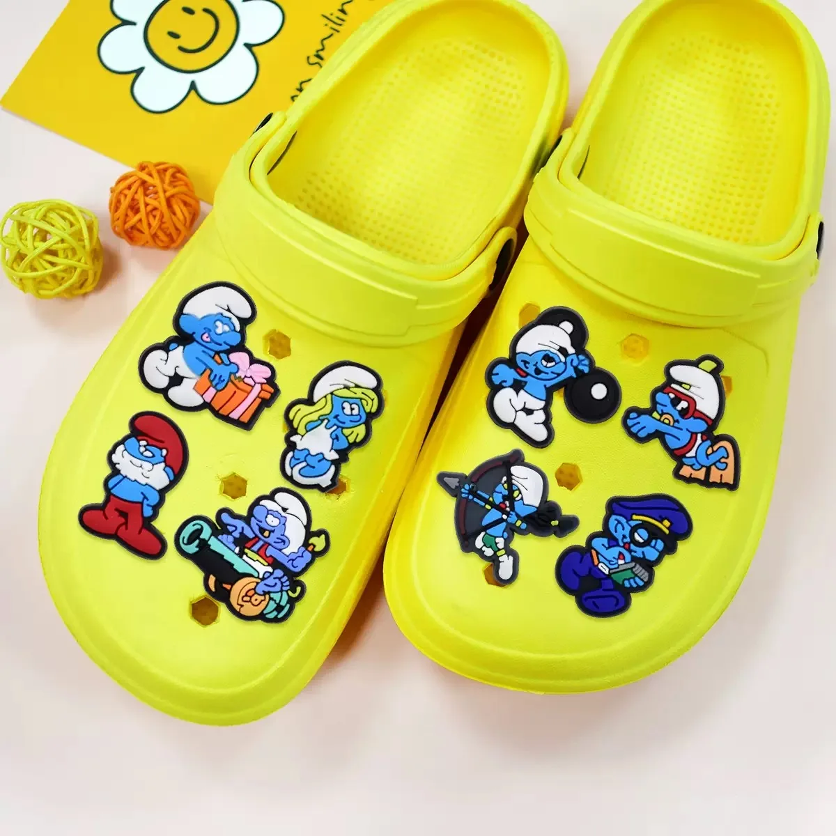 8pcs Cartoon Blue Shoe Charms Buckle Bubble Slides Clog Sandal Shoes Decoration Ornaments Accessories Buckle fit Wristband Bag