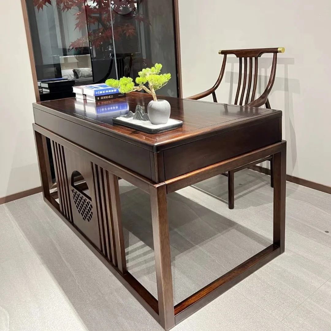 

Customizable new Chinese ebony solid wood desk and chair combination simple modern living room study home writing desk