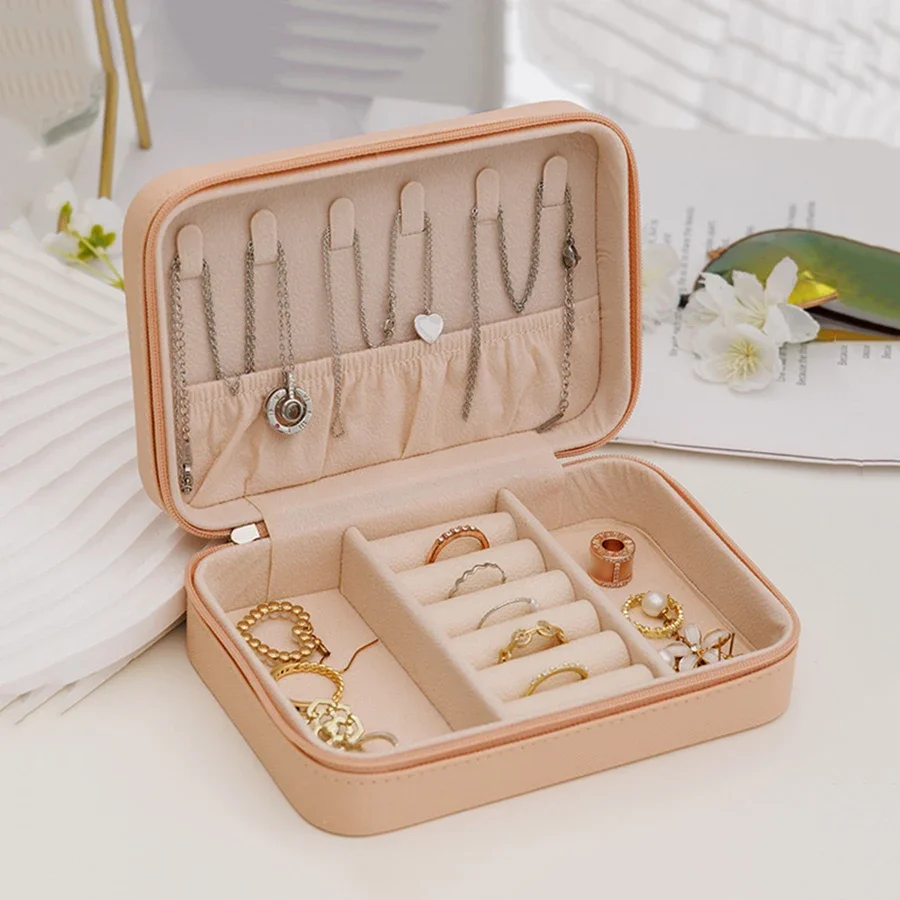 

1 шт. портативная коробка для хранения ювелирных изделий, домашние дорожные серьги, ожерелье, кольцо, шкатулка для драгоценностей, мини-слойная витрина для ювелирных изделий00